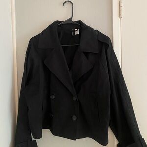 H&M Black Double-Breasted Women's CROPPED TRENCH NEVER WORN